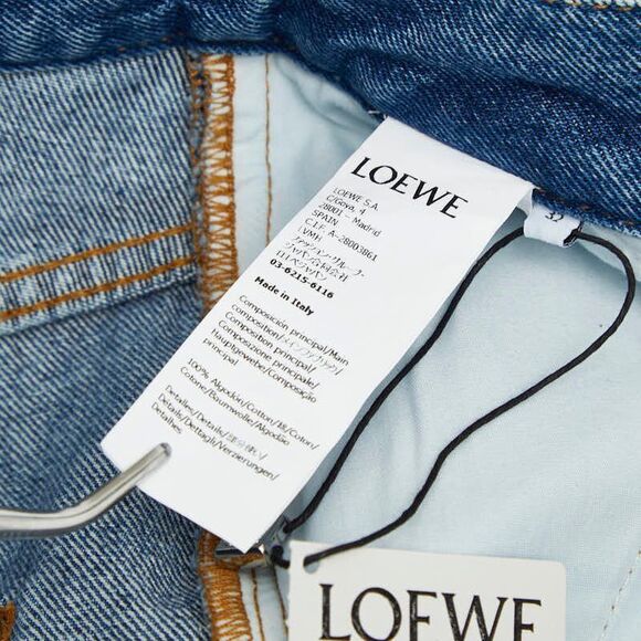 LOEWE Anagram Baggy Jeans Wide Denim Pants Size 32 Indigo Blue Cotton Men's - Picture 7 of 10